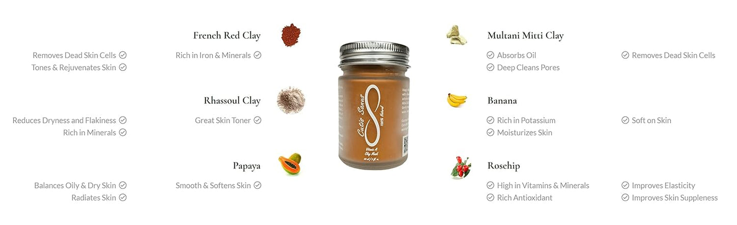 100% Natural Vitamin A Clay Mask 120g All Clay & No Water