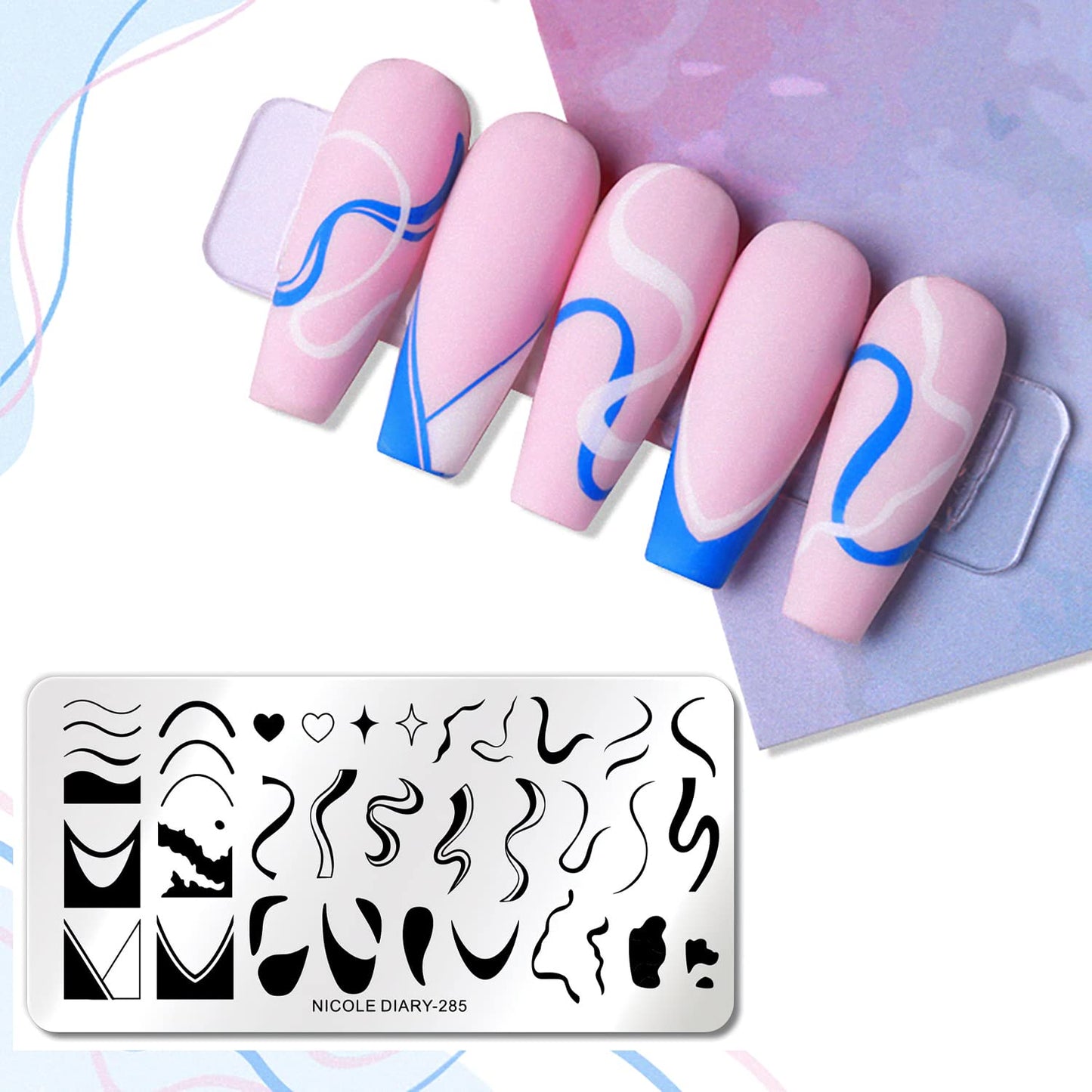 1 Pcs French Nail Stamping Plates Wavy Striped Tip Nail Stamp Template Heart Nail Design Stencil