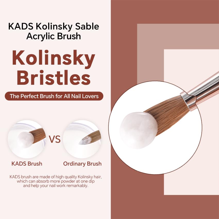 KADS Acrylic Nail Brush with Penholder Nail Brush for Acrylic Application-Oval Shaped Powder Nail Design Tools for Professional Manicure DIY Home Salon (4#)