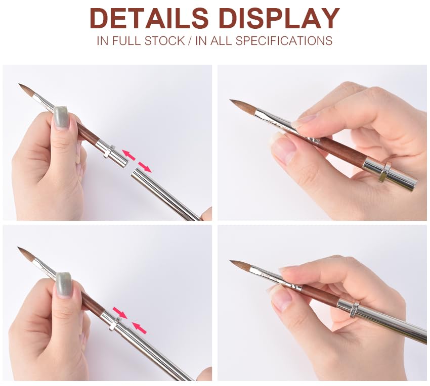 KADS Acrylic Nail Brush with Penholder Nail Brush for Acrylic Application-Oval Shaped Powder Nail Design Tools for Professional Manicure DIY Home Salon (4#)