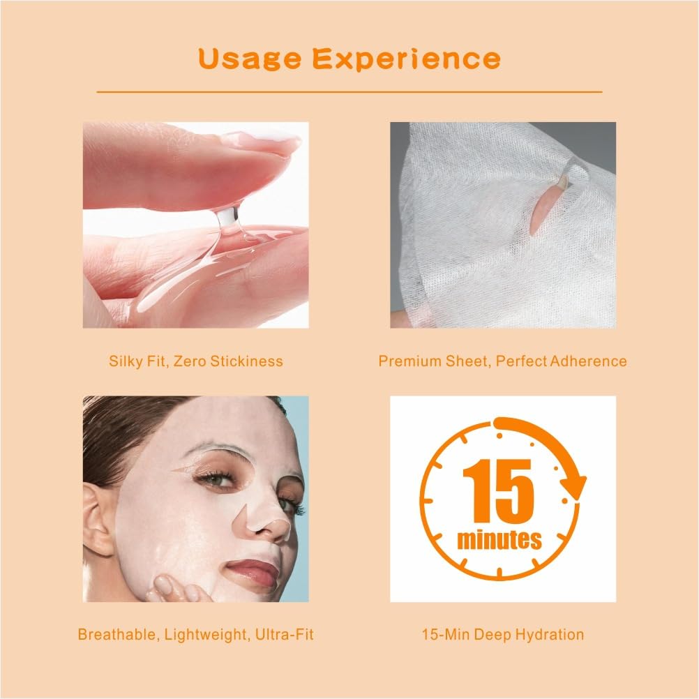 12 Pack Collagen Face Masks Skincare Bulk,Hydrating Spa Face Mask for Sensitive Skin,Sheet Mask for Skin Care, Facial Mask Sets Gifts for Women/Teen Girls/Kids