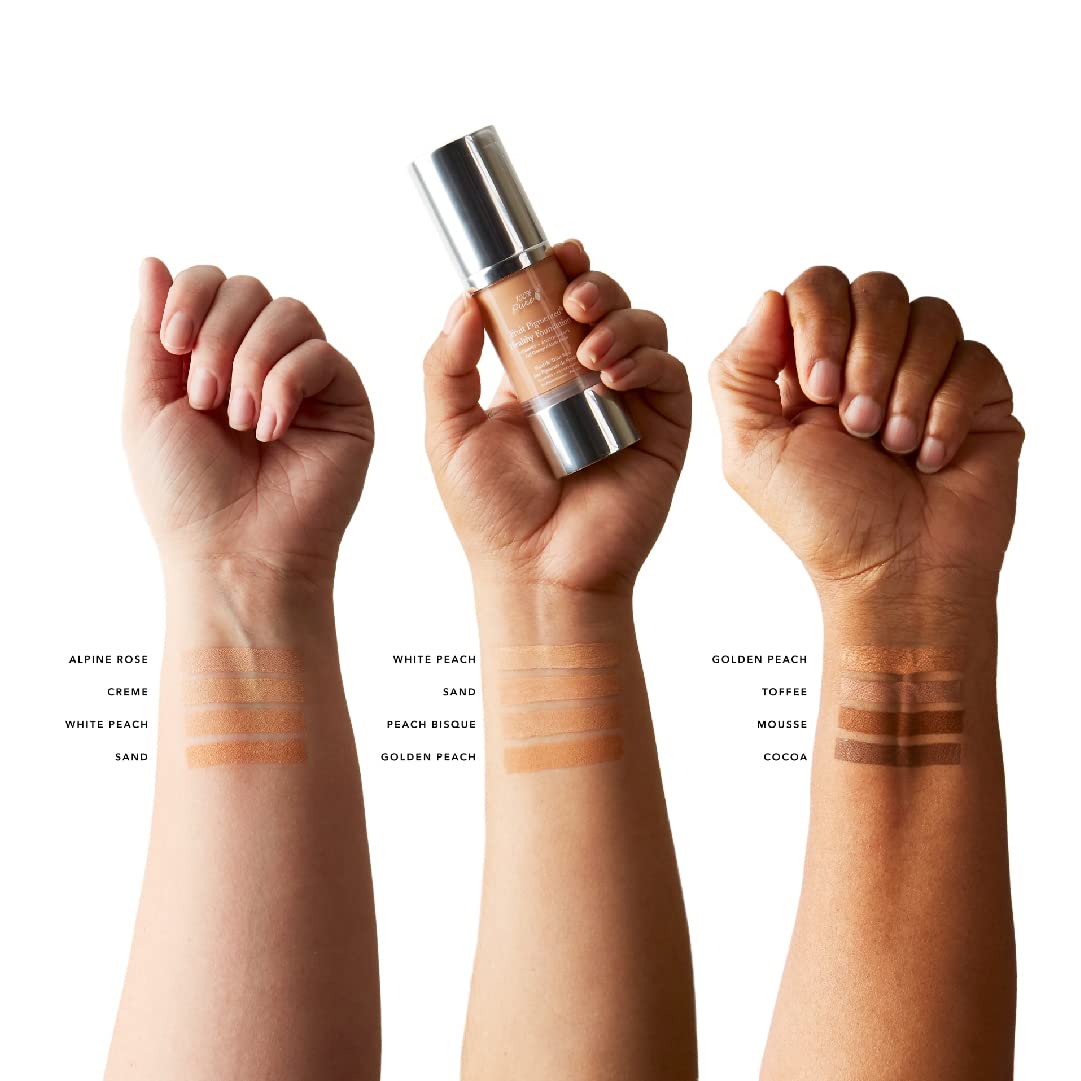 100% PURE Healthy Foundation Full Face Coverage Makeup, Liquid Matte Finish with Anti-Aging Benefits - Vegan Gorgeous Fruit Pigmented Toffee Color (Tan with Neutral Undertone) - 1 Fl Oz