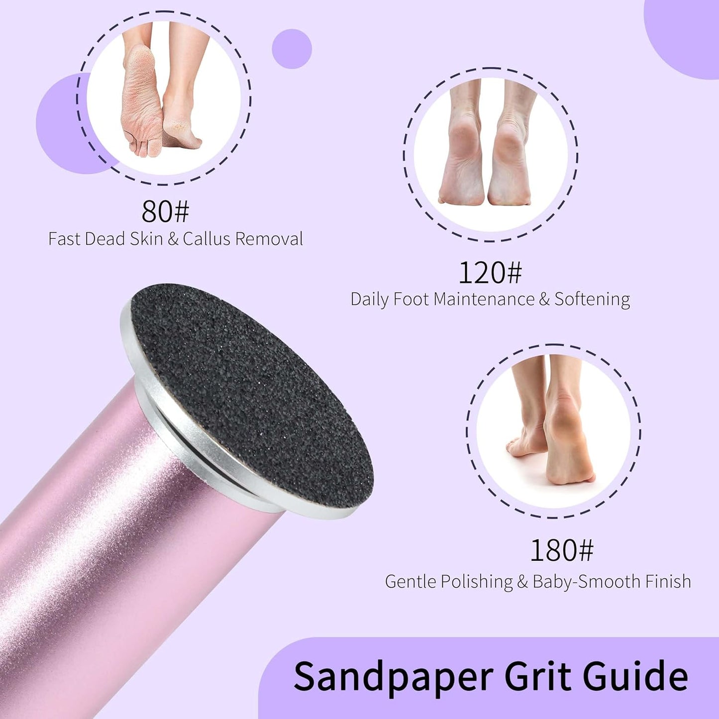 120PCS Fine 180 Grit Replaceable Sandpaper Discs for Electric Foot Callus Removers - 42mm Ultra-Soft Foot File Refills - Gentle Polishing & Baby-Smooth Finish