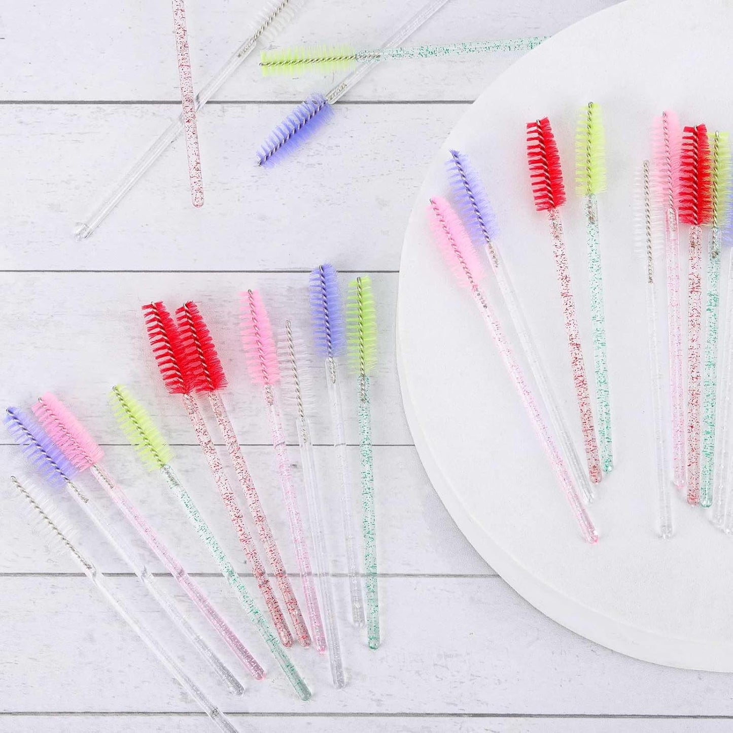 1000 Disposable Mascara Wands Eyelash Brushes Spoolies for Eyebrow Eye Lash Extension Crystal Multicolor