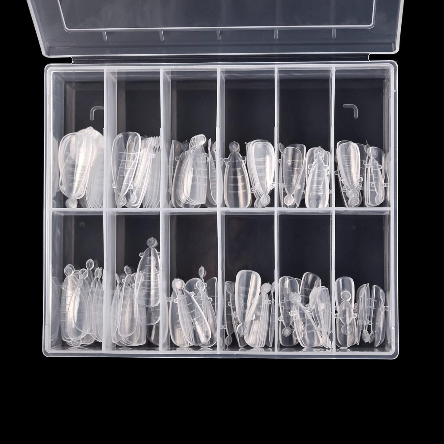 KADS 120PCS Clear Full Cover Dual Nail System Form UV Gel Acrylic Nail Art Mold Artificial Nail Tips with Scale for Extension (MODEL 8)