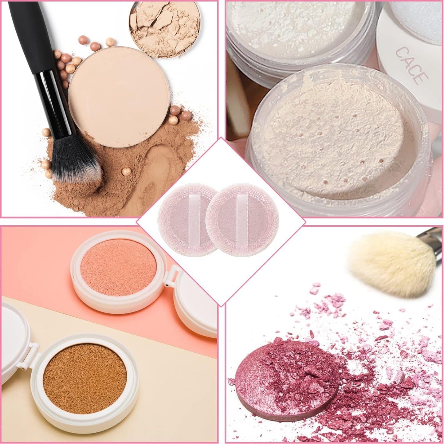 12PCS Makeup Powder Puffs Pink Cotton Powder Puffs Round Powder Puff for Makeup Face Powder Velour Puffs for Loose Powder Washable(pink