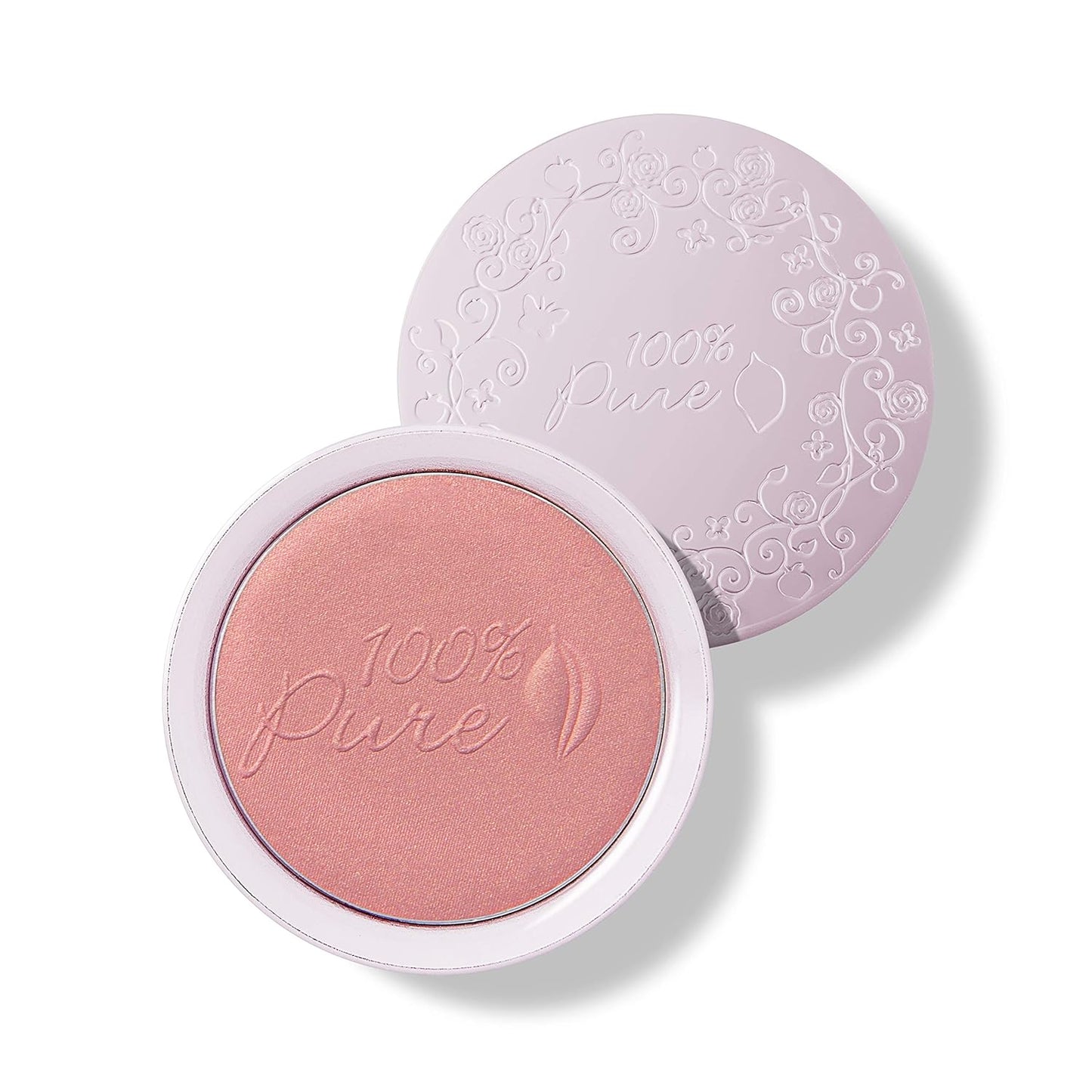 100% PURE Powder Blush (Fruit Pigmented), Mimosa, Soft Shimmery Finish, Nourishes Skin w/Rosehip Oil, Cocoa Butter, Natural Makeup (Light Coral) - 1.81 oz